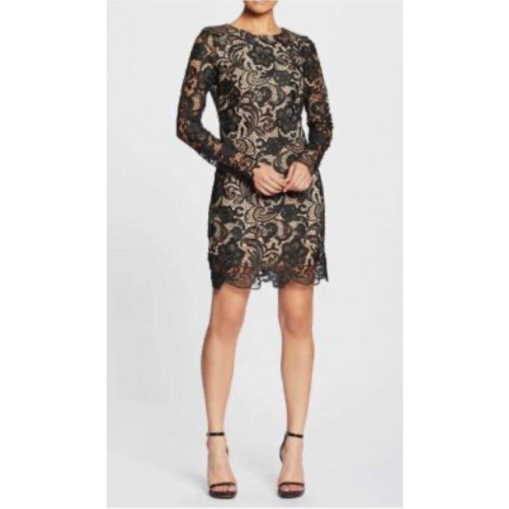 Dress The Population Clara Lace Dress Black Nude S WeddingGuest Cocktail Evening